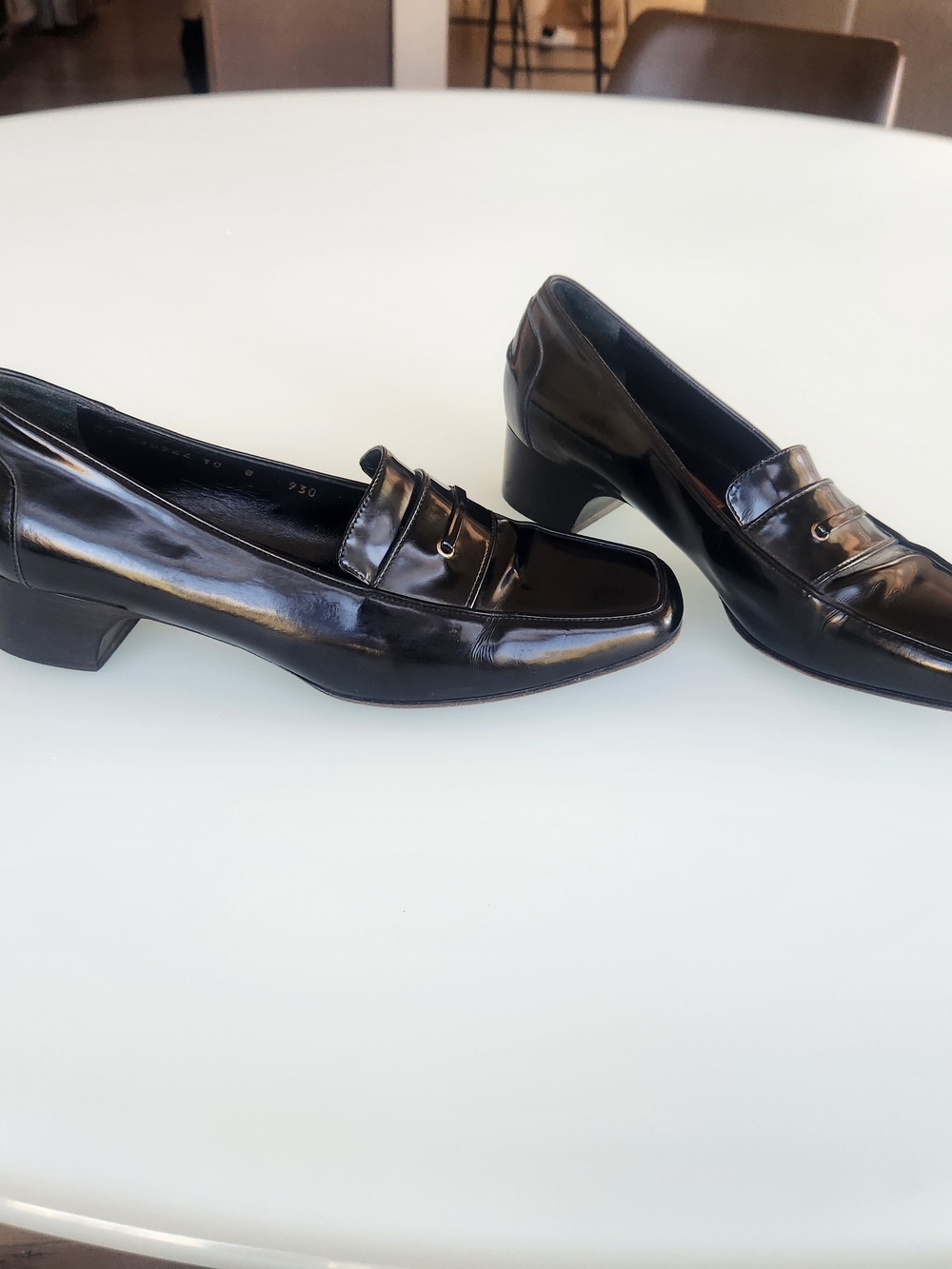 Cole Haan Black Patent Low Block Heel Loafers